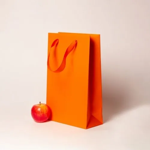 Пакет 23х36х10, оранжевый, меловка