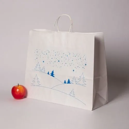 Пакеты бумажные, 45x35x15, "Елки Лес" белый