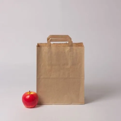 Пакет бумажный 24x29x14, крафт, плоские ручки