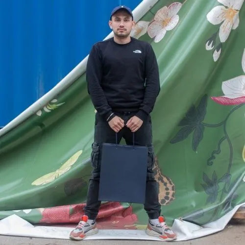 Пакет 33х40х16, темно-синий, меловка