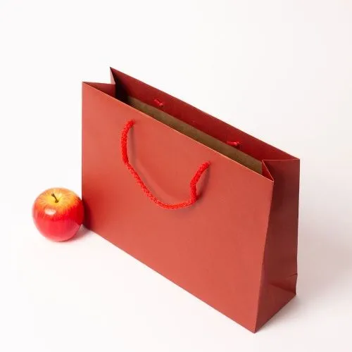 Пакет 35x25x10, красный, плотный крафт