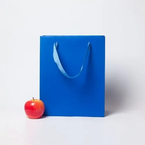 Пакеты бумажные, 26x32x14, синий матовый