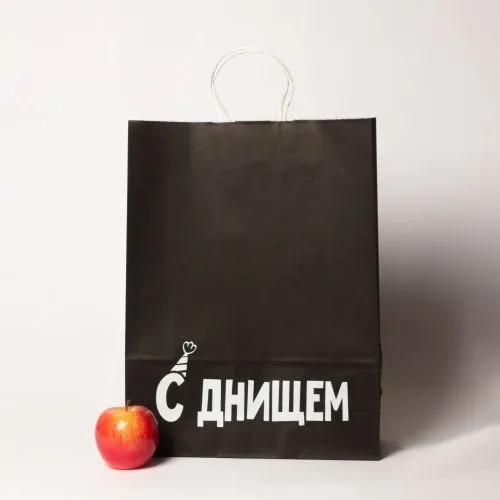 Пакеты бумажные, 32x42x12, черный,