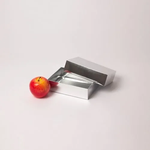 Коробка крышка-дно 17x4x12, серебро, картон глянцевый