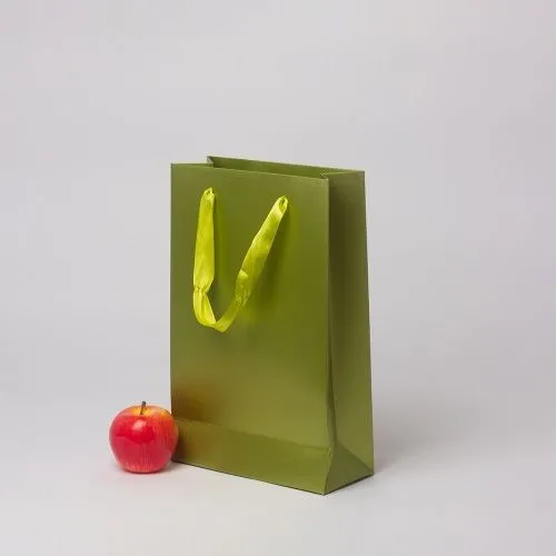 Пакеты, 23x36x10, оливковый,  картон VIP