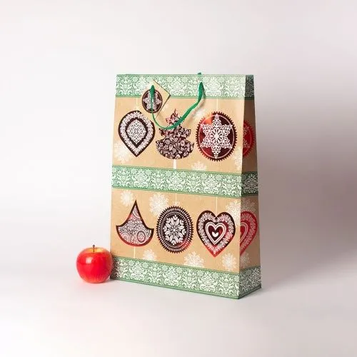 Пакет  33х46х10, Новогодние узоры, меловка