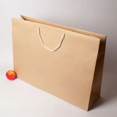 Пакет 70x50x20, коричневый (белый внутри), плотный крафт