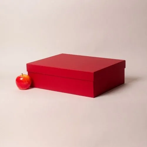 Коробка крышка-дно 40х12х30, красный, дизайнерская бумага