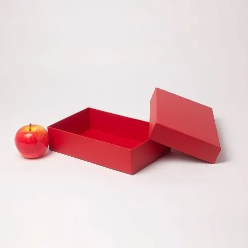 Коробка крышка-дно 25х6х15, красный, дизайнерская бумага