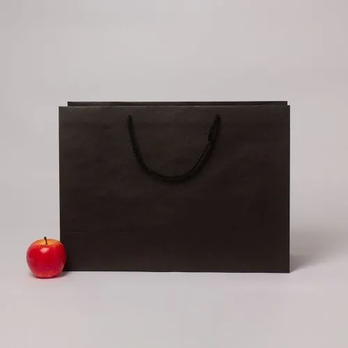 Пакет 47x34x16, чёрный, плотный крафт
