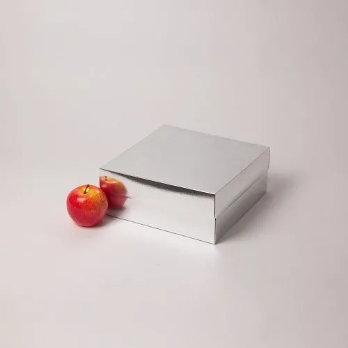 Коробка крышка-дно 25x10x25, серебро, картон глянцевый