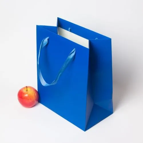 Пакеты бумажные, 26x32x14, синий матовый
