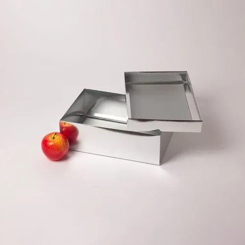 Коробка крышка-дно 30x10x20, серебро, картон глянцевый