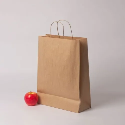 Пакет бумажный 30x40x13 усиленный, коричневый, крафт, ручка крученая