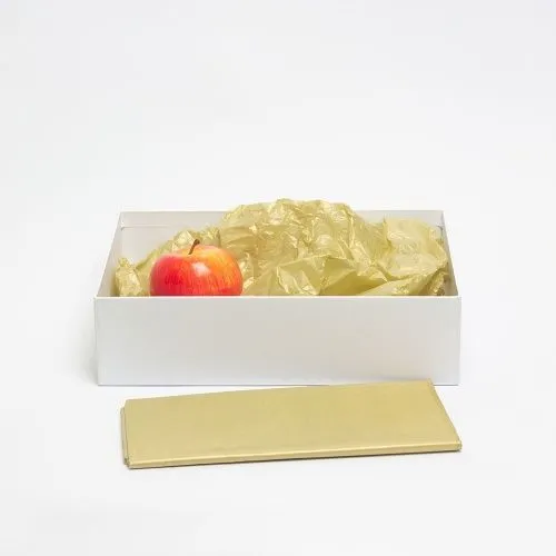 Бумага упаковочная тишью, золотая, в листах 50 х 65см х 10шт