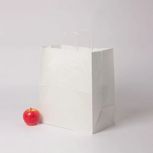 Пакет 32х37х20, белый, крафт, ручка крученая